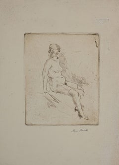 Antique Nude of Woman - Original Drypoint by Mino Maccari - 1929