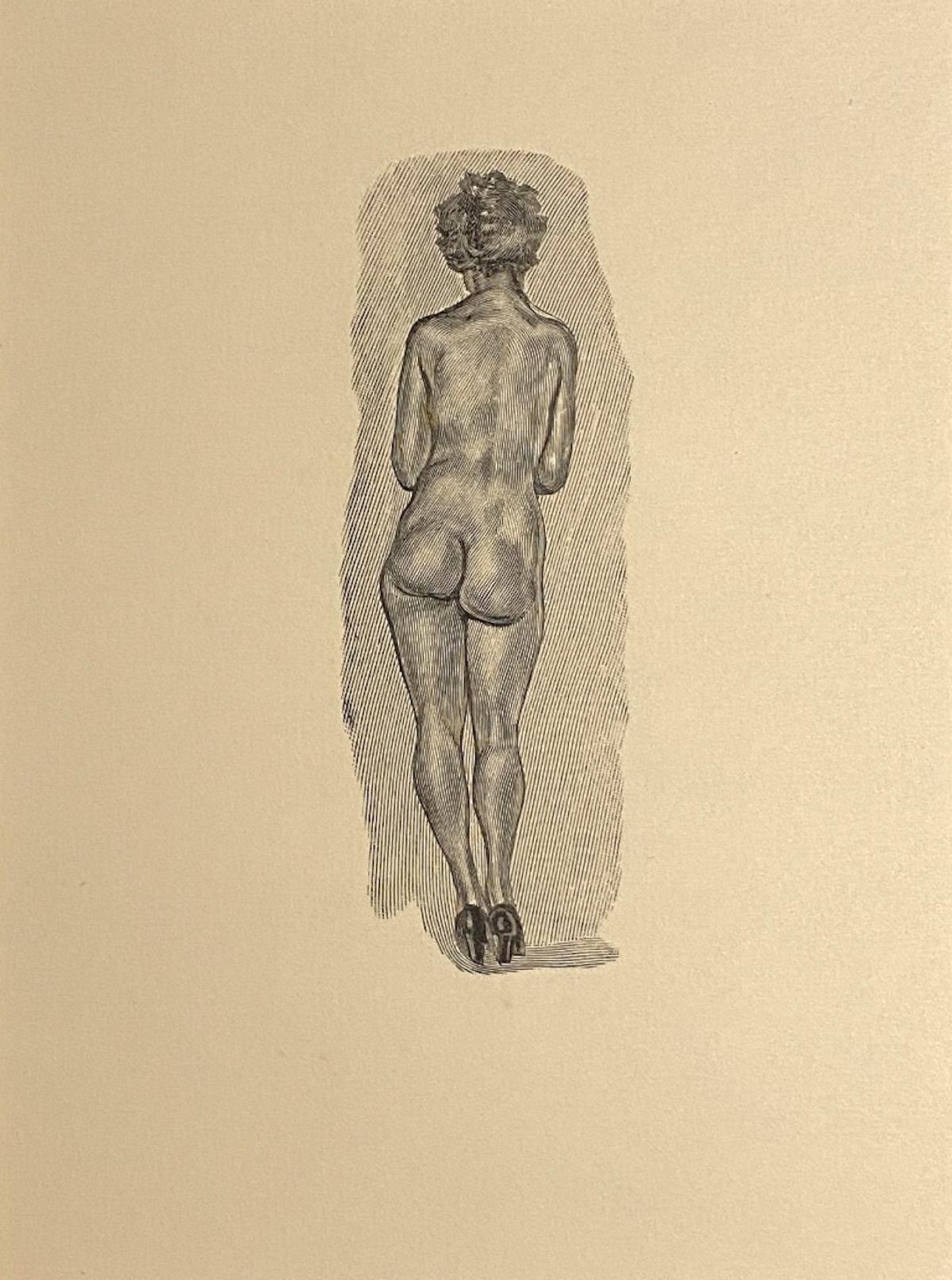 Akt einer Frau – Zinkographie von Mino Maccari – 1950er Jahre