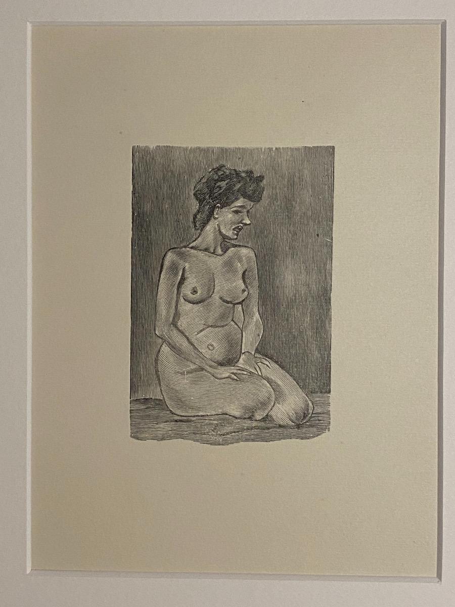 Nude of Woman - Zincography by Mino Maccari - 1950s