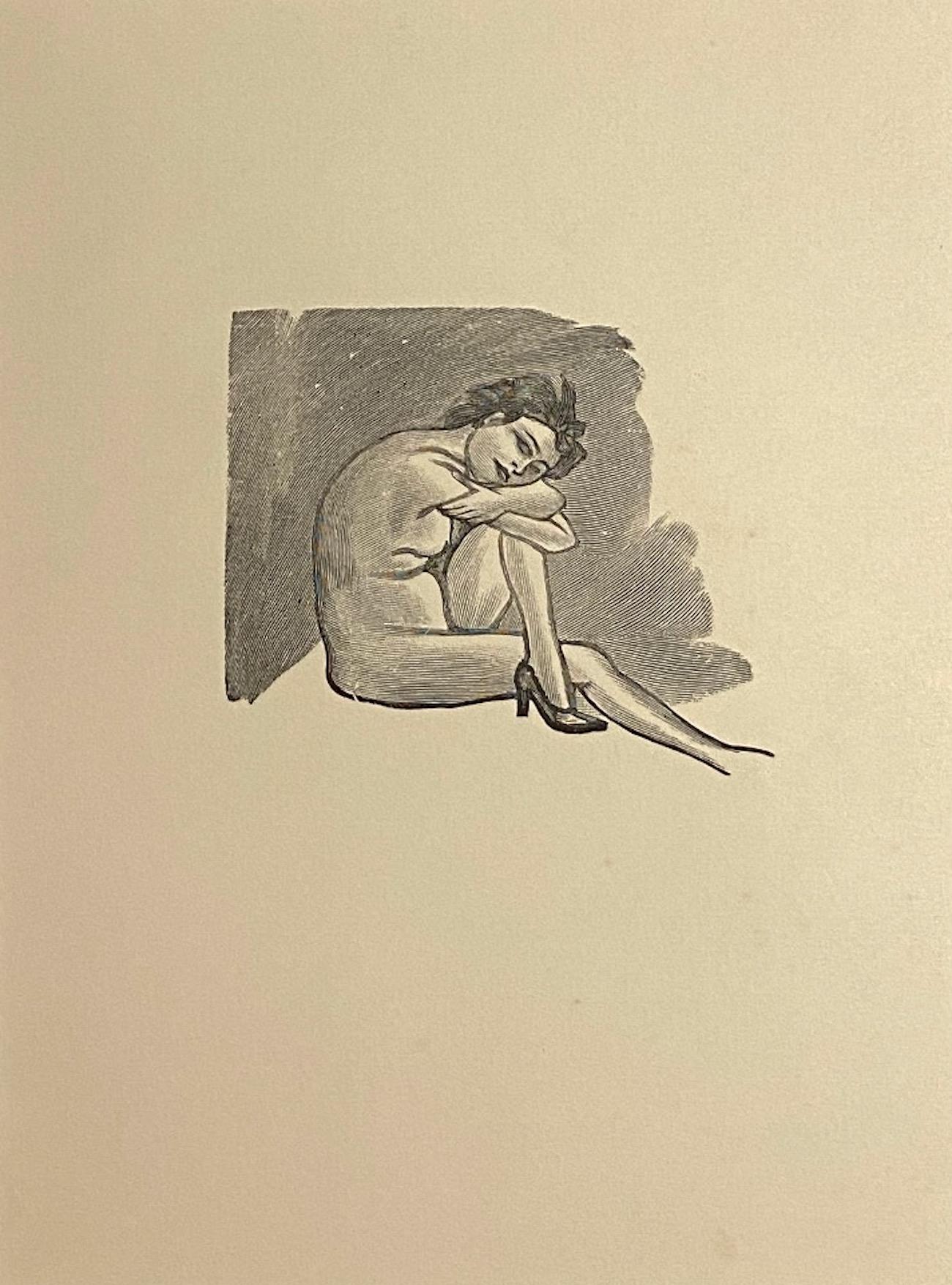 Akt einer Frau – Zinkographie von Mino Maccari – 1950er Jahre