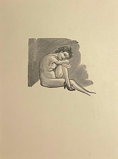 Nude of Woman - Original Zincography by Mino Maccari - 1950s