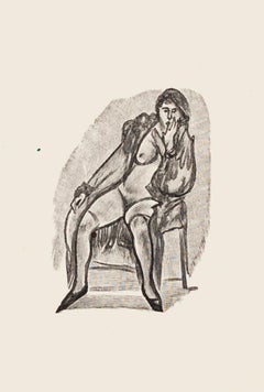 Nude - Original Zincography by Mino Maccari - 1970s