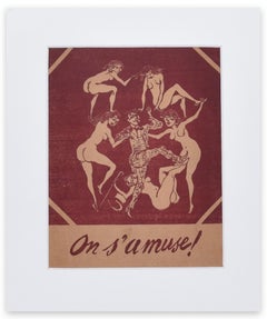 S'Amuse - Original-Holzschnitt von Mino Maccari - 1945