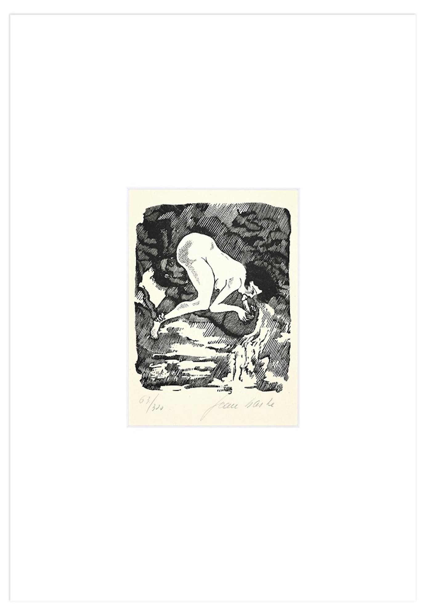 Pleasure - Linogravure sur papier de Jean Barbe / Mino Maccari - 1945 en vente 1