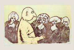 Polygamy - Original Woodcut Print on Paper by Mino Maccari -  1960