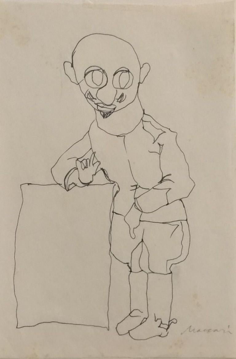 Portrait of D’Annunzio - 1930s - Mino Maccari - Drawing - Modern For Sale 1