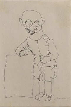 Retrato de D'Annunzio - Años 30 - Mino Maccari - Dibujo - Moderno