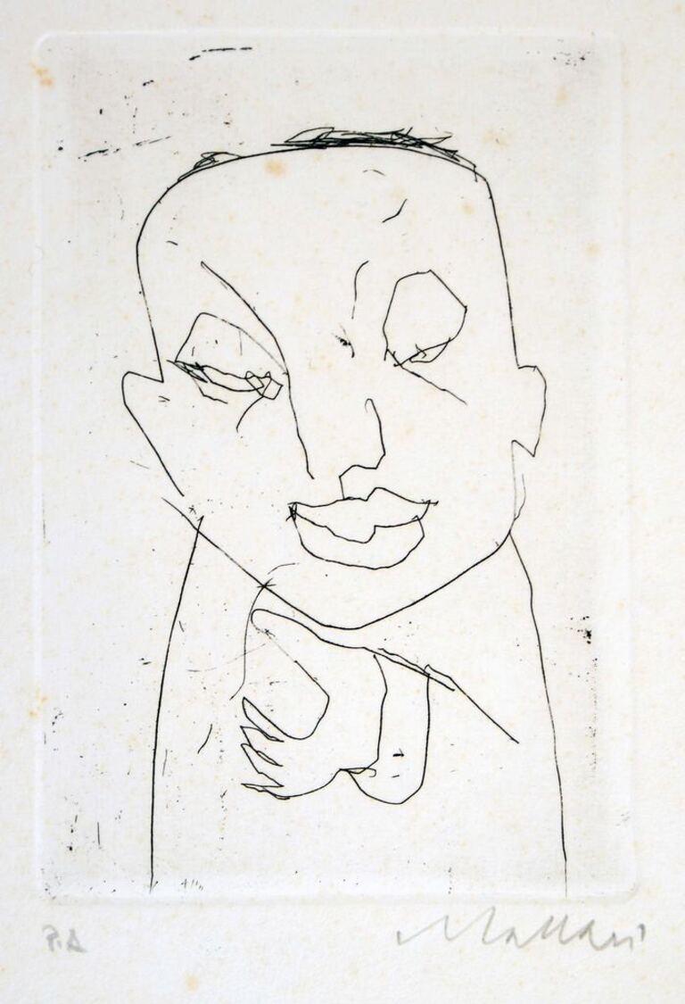 Portrait of Leo Longanesi - Etching by Mino Maccari - 1950s