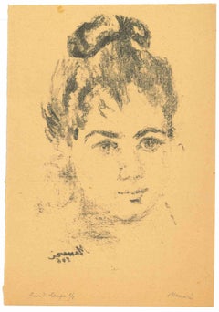 Vintage Portrait -  Lithograph by Mino Maccari - 1946
