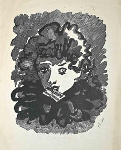 Portrait - Original Woodcut print by Mino Maccari - Mid-20th Century
