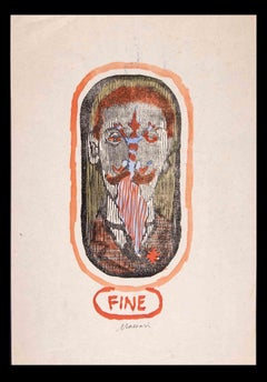 Portrait-The End - Woodcut by Mino Maccari - 1965
