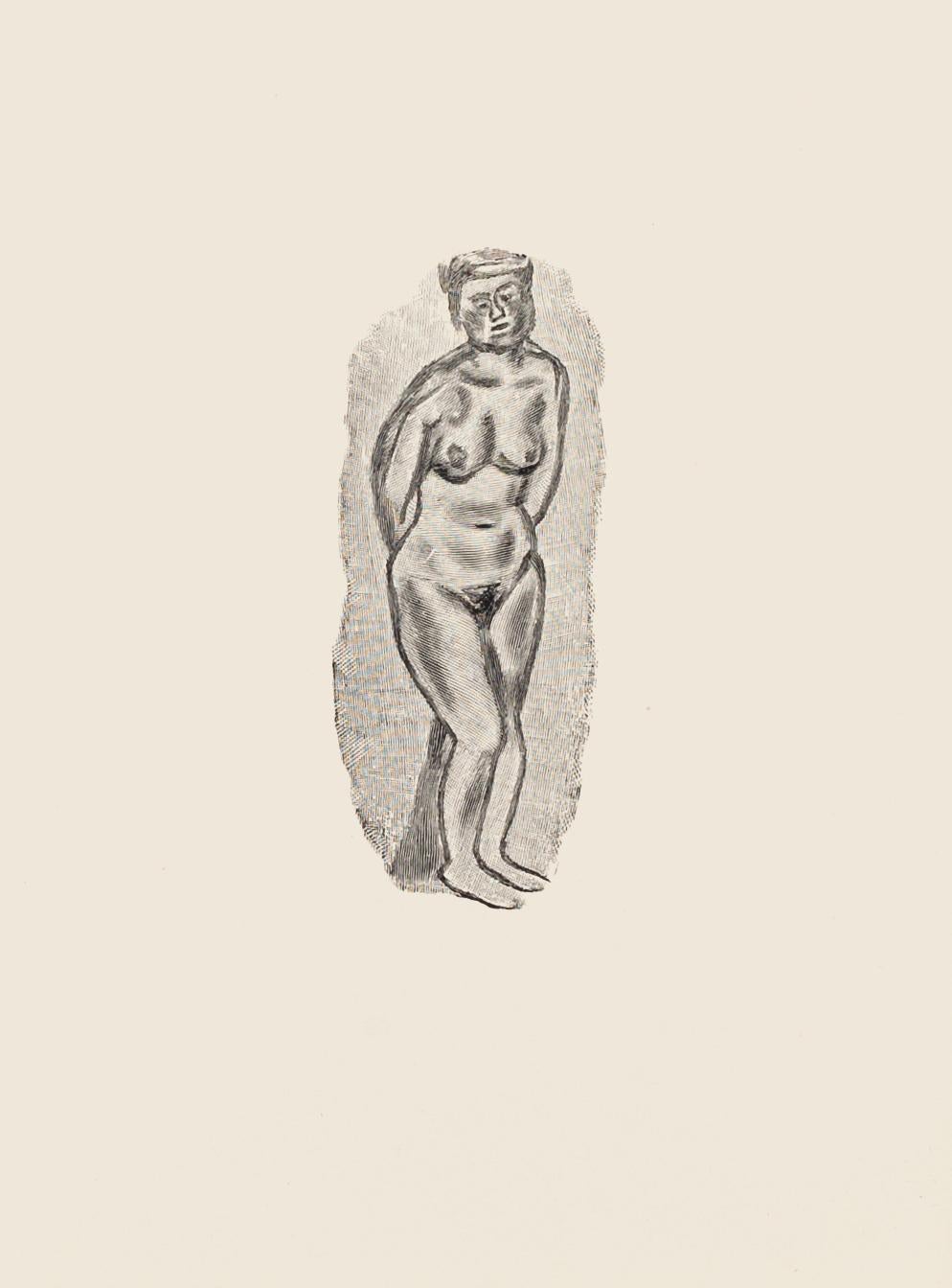 Posing Nude – Zinkographie von Mino Maccari – 1970er Jahre
