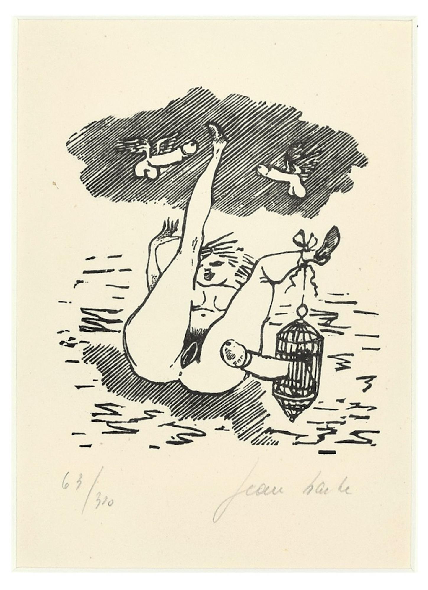 Sexual Desire - Linocut on Paper by Jean Barbe / Mino Maccari - 1945