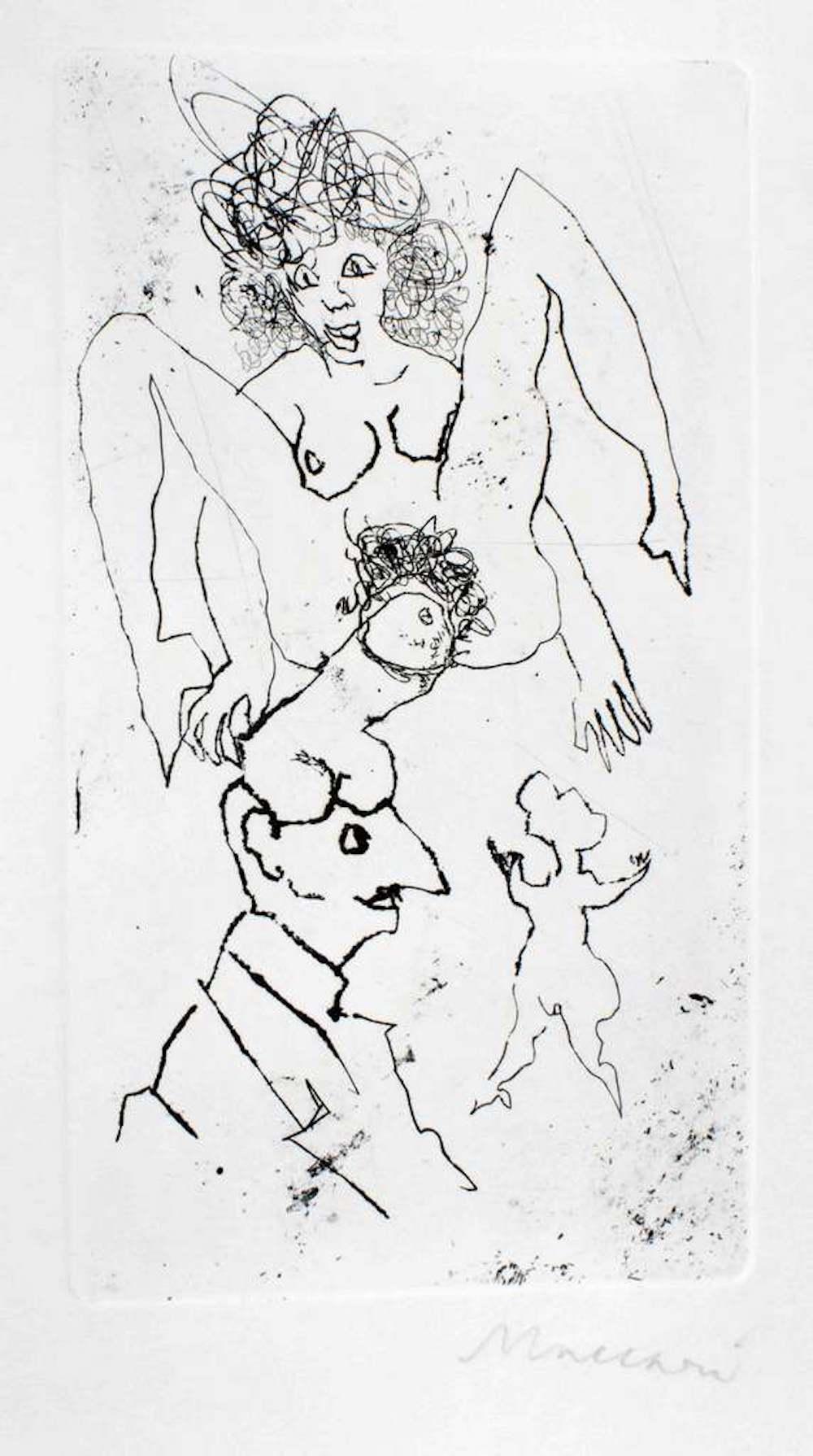Sexual - Original Etching and Drypoint by Mino Maccari - 1960s