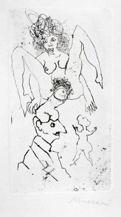 Sexual - Aguafuerte y punta seca originales de Mino Maccari - Años 60