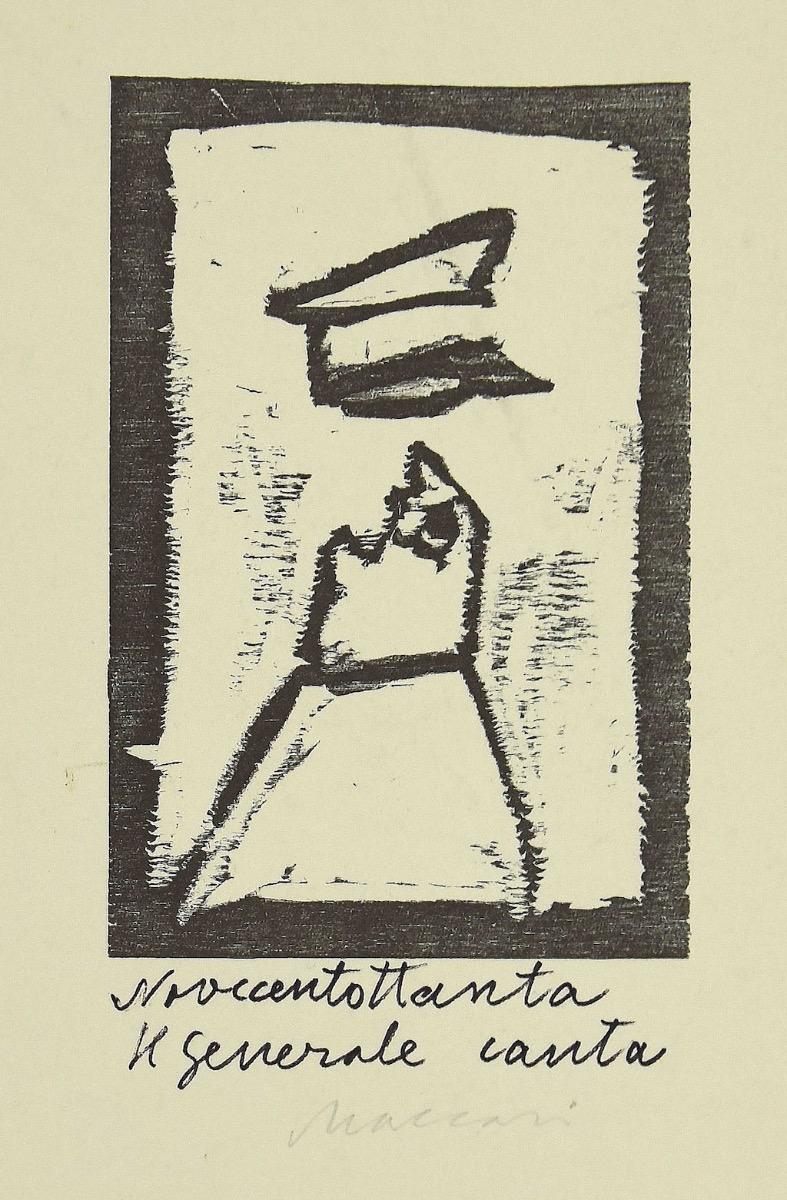 Singing General is an original modern artwork realized by the Italian artist Mino Maccari (Siena, 1898 - Rome, 1989).

Original woodcut on paper. Image Dimensions: 13 x 9 cm

Hand-signed on the lower in pencil. Titled in Italian on the lower.

Very