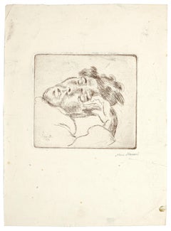 Sleeping Man – Radierung auf Papier von Mino Maccari – 1930er Jahre