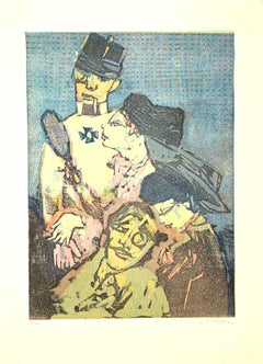 Vintage Soldier and Women - Woodcut by Mino Maccari - 1960s