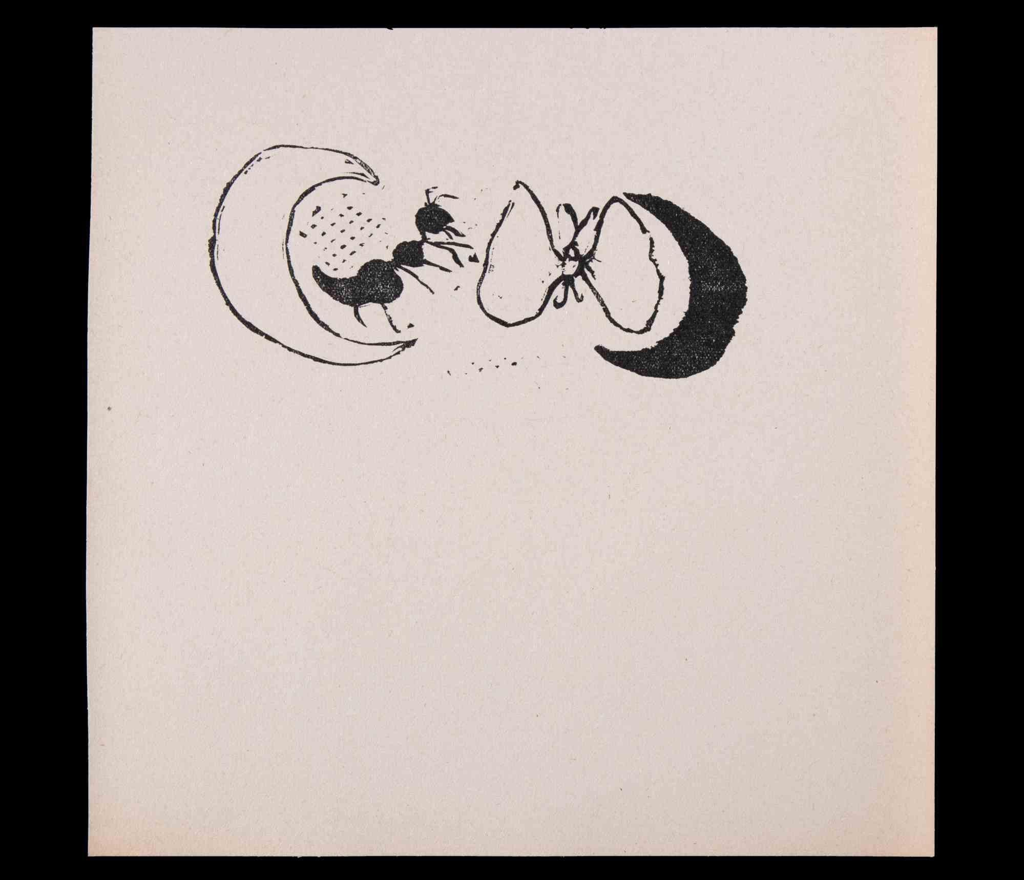 La hormiga y la mariposa es un grabado original en linograbado realizado por Mino Maccari en 1951.

Muy buen estado.

Sin firma.

Mino Maccari (1898-1989) fue un escritor, pintor, grabador y periodista italiano, ganador del Premio Feltrinelli de