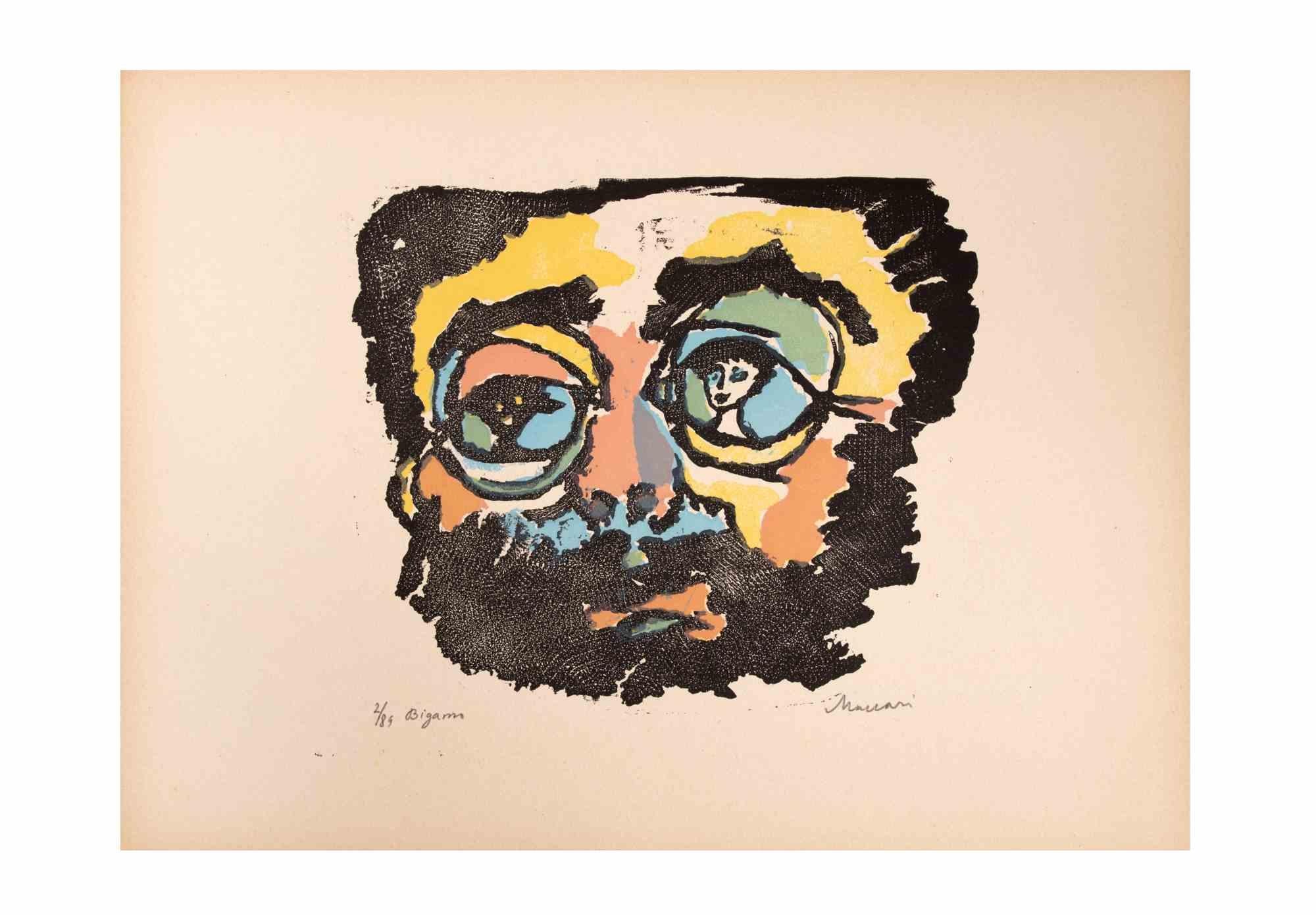 The Bigamist (Il Bigamo) is an Artwork realized by Mino Maccari  (1924-1989) in the Mid-20th Century.

Colored woodcut on paper. Hand-signed on the lower, numbered 2/89 specimens and titled on the left margin.

Good conditions.

Mino Maccari (Siena,