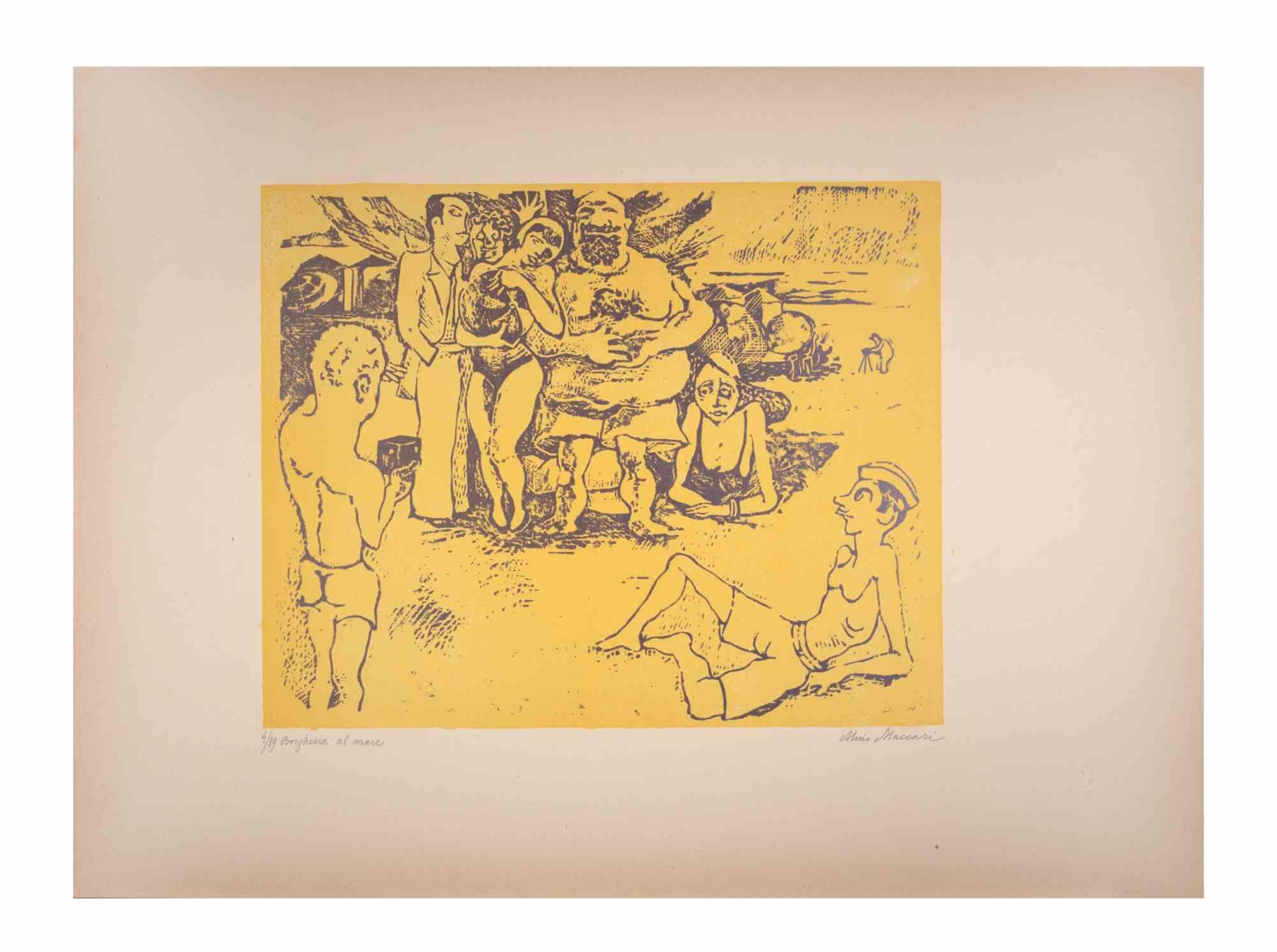 The bourgeoisie at sea is an Artwork realized by Mino Maccari  (1924-1989) in the Mid-20th Century.

Colored woodcut on paper. Hand-signed on the lower, numbered 4/89 specimens and titled on the left margin.

Good conditions.

Mino Maccari (Siena,