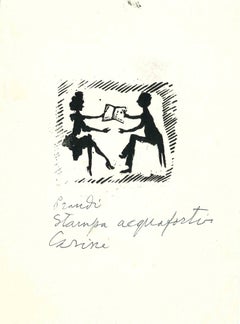The Couple - Etching by Mino Maccari - 20th Century