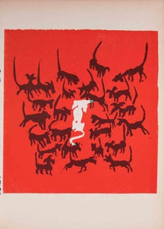 The Dogs - Original Linocut by Mino Maccari - 1951