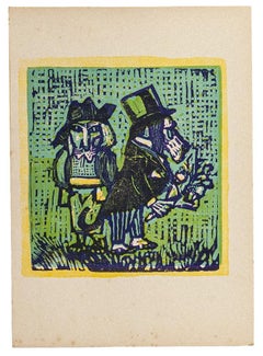 Vintage The Dogs - Woodcut by Mino Maccari - Mid-20th Century