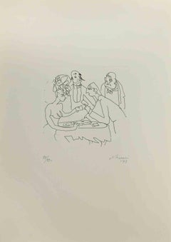 The Game - Etching by Mino Maccari - Mid-20th Century