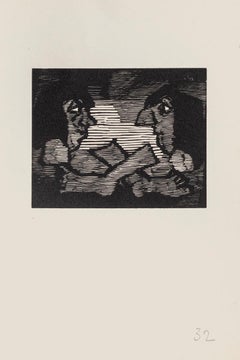 The Gaze - Original Woodcut on Paper by Mino Maccari - Mid-20th Century