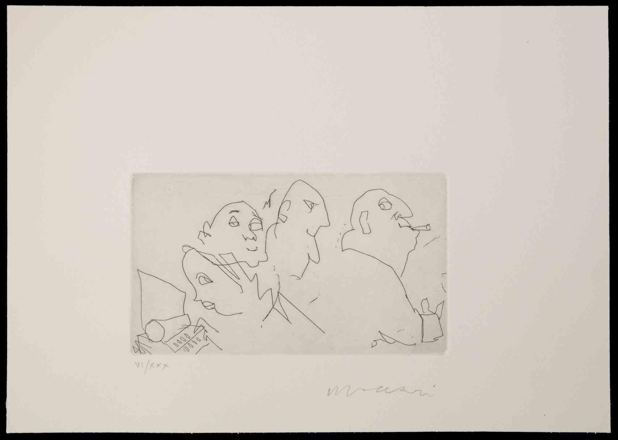 The Meeting is an original Etching realized by Mino Maccari in mid-20th Century.

Good conditions.

Hand-signed by the artist with pencil.

Numbered. Edition, VI/XXX.

Mino Maccari (1898-1989) was an Italian writer, painter, engraver and journalist,