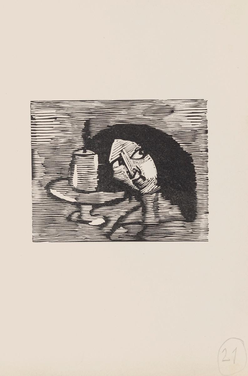 El Retrato es una obra de arte moderna original realizada a mediados del siglo XX por el artista italiano Mino Maccari (Siena, 1898 - Roma, 1989). Grabado xilográfico original sobre papel.

Muy buenas condiciones. 

La obra representa un retrato de