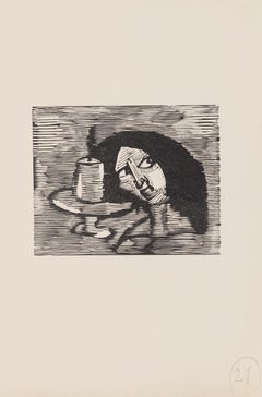 The Portrait - Original Woodcut on Paper by Mino Maccari - Mid-20th Century
