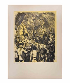 The Terror of the Ghetto – Holzschnittdruck von Mino Maccari – Mitte des 20. Jahrhunderts