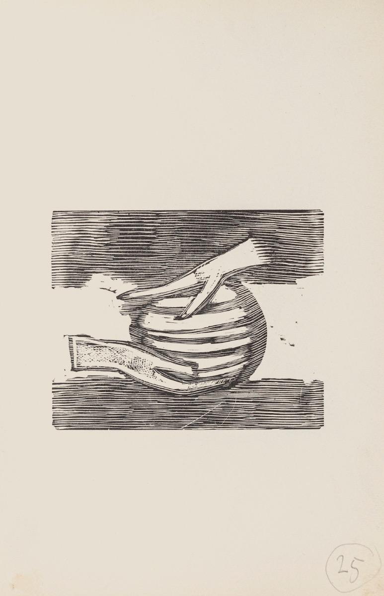 The Touch - Original Woodcut by Mino Maccari - Mid-20th Century