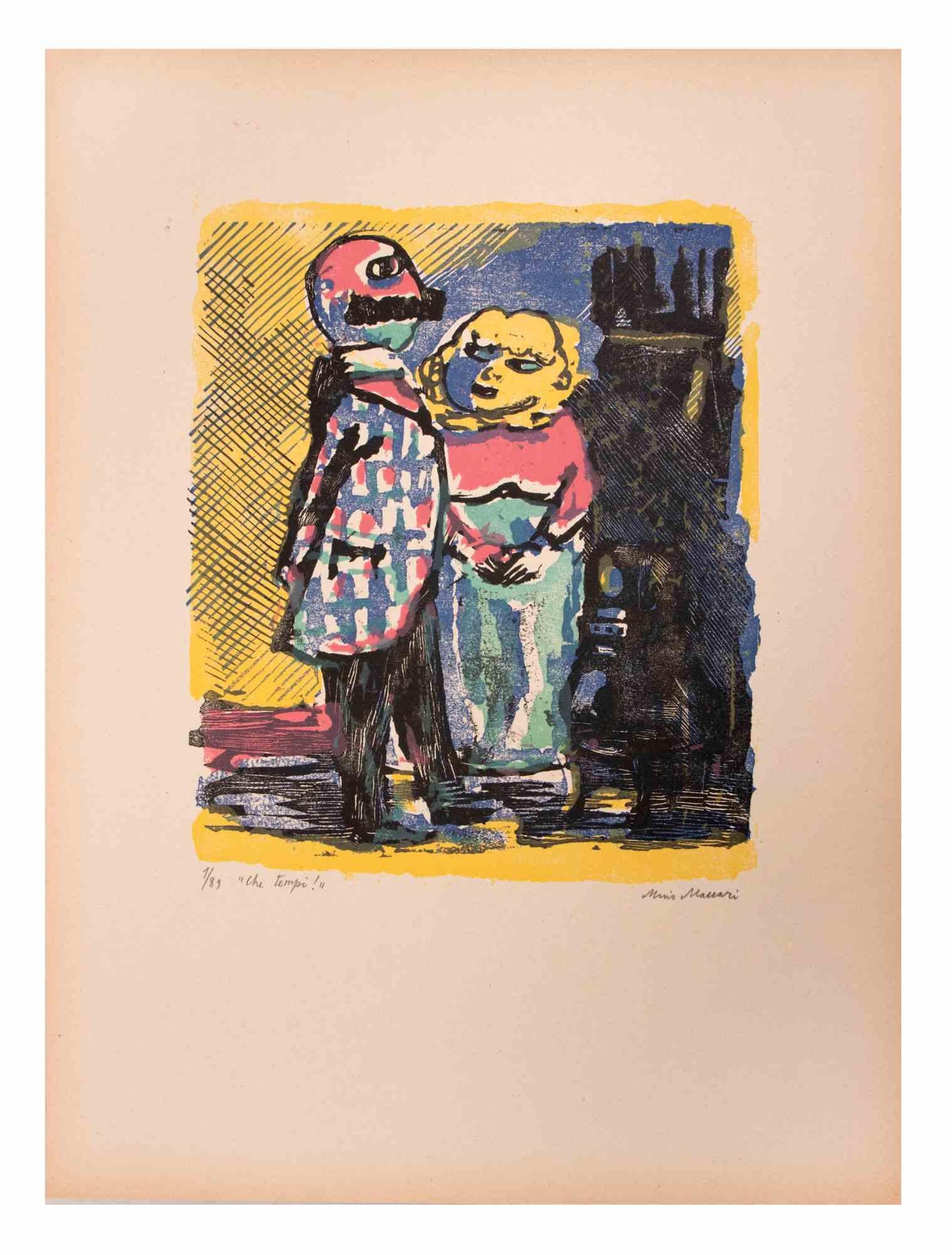 Those Were The Days! (Che tempi!) is an Artwork realized by Mino Maccari  (1924-1989) in the Mid-20th Century.

Colored woodcut on paper. Hand-signed on the lower, numbered 1/89 specimens and titled on the left margin.

Good conditions.

Mino