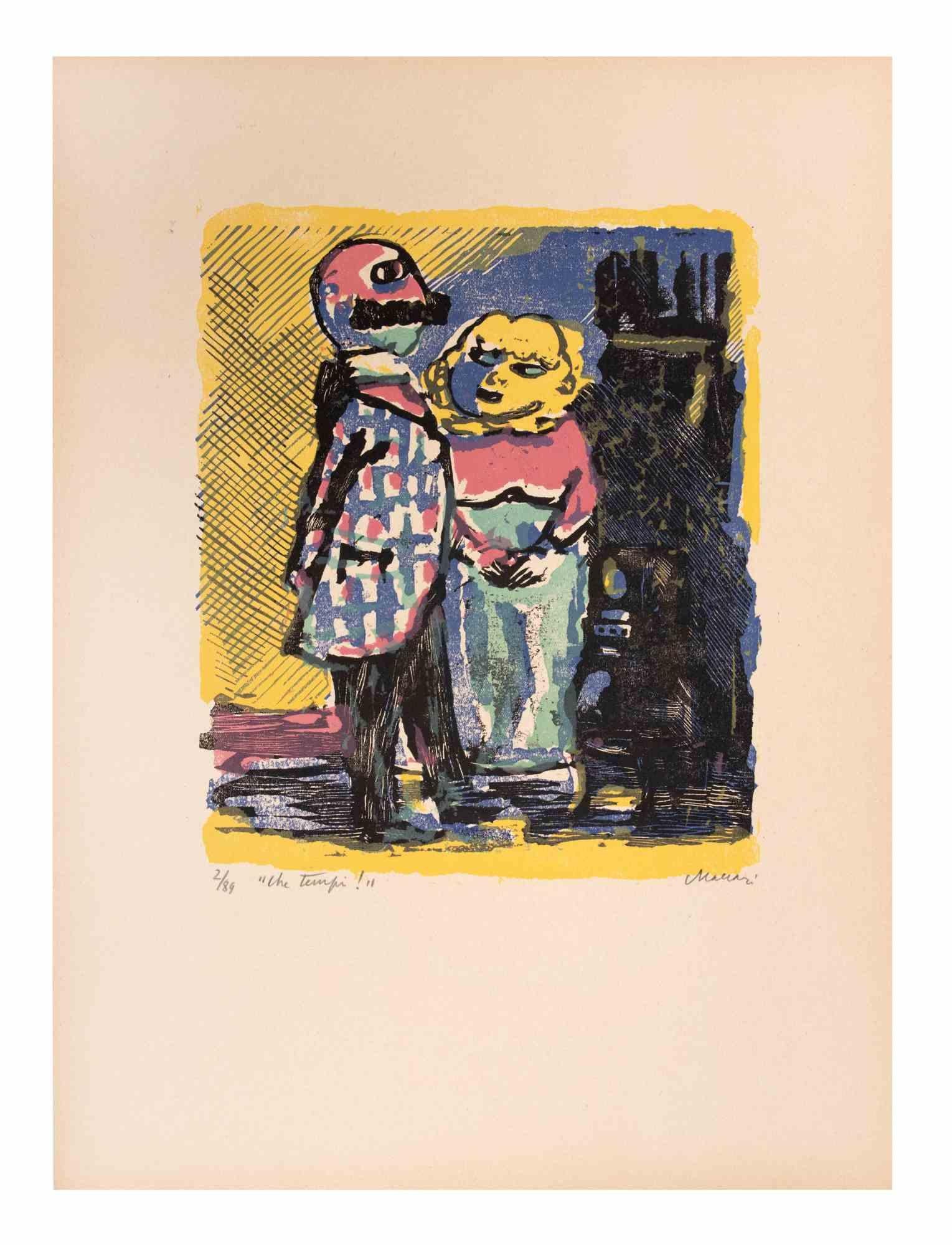 Those Were The Days! (Che tempi!) is an Artwork realized by Mino Maccari  (1924-1989) in the Mid-20th Century.

Colored woodcut on paper. Hand-signed on the lower, numbered 1/89 specimens and titled on the left margin.

Good conditions.

Mino