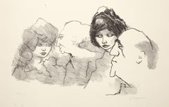 Zwei Männer und zwei Frauen, moderne Lithographie von Mino Maccari