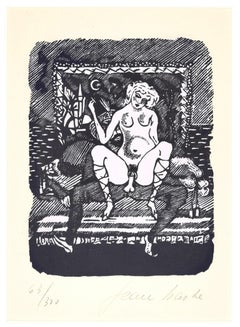 Under the Crescent Moon - Linocut on Paper by Jean Barbe / Mino Maccari - 1945