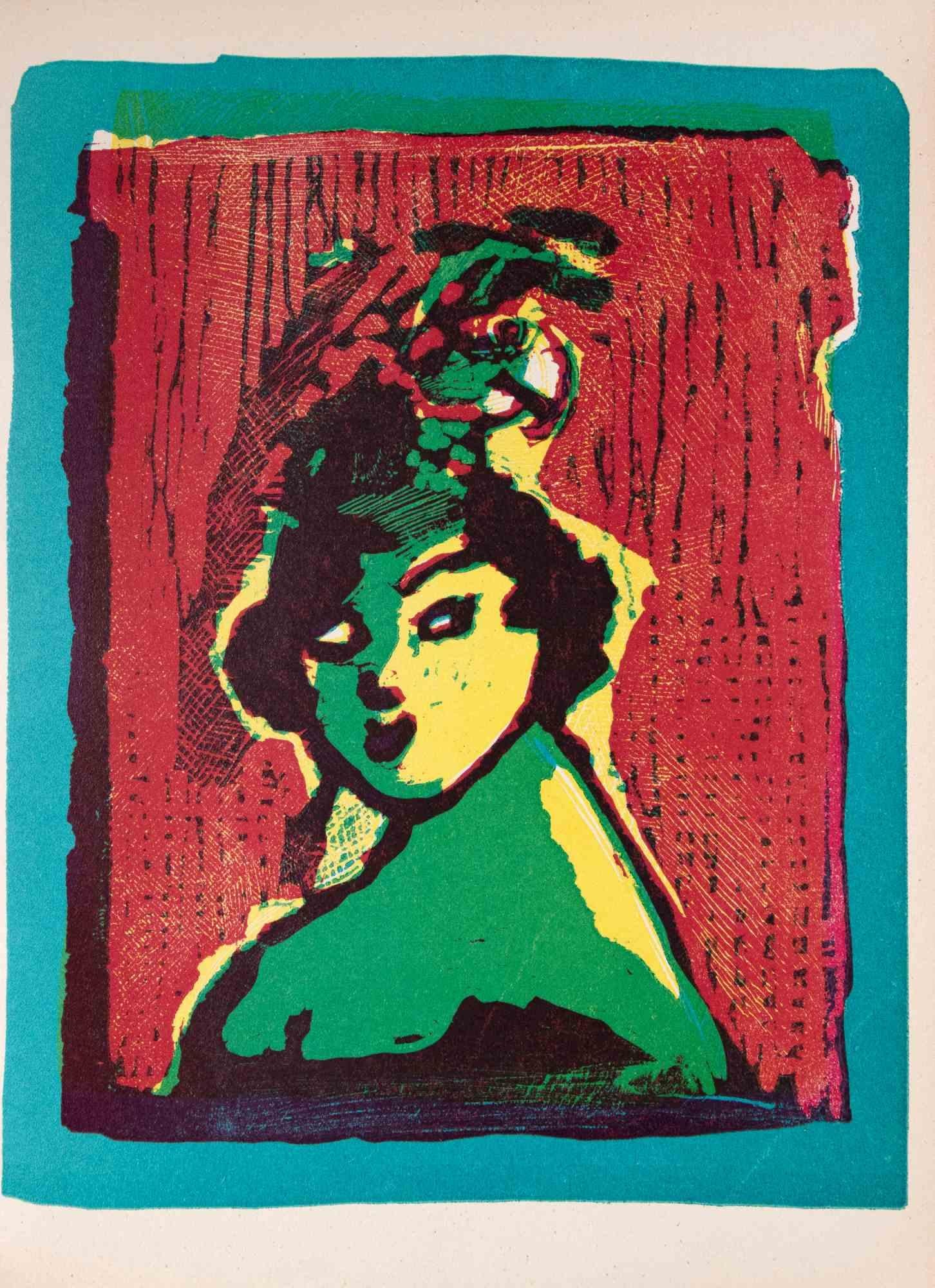 Woman - Original Linocut by Mino Maccari - 1951