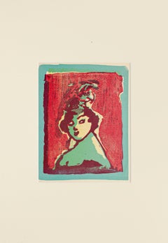Femme - gravure sur bois de Mino Maccari - Milieu du XXe siècle