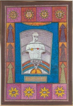 Uomo e universo - Dipinto a olio di Mino Meno - Anni '70