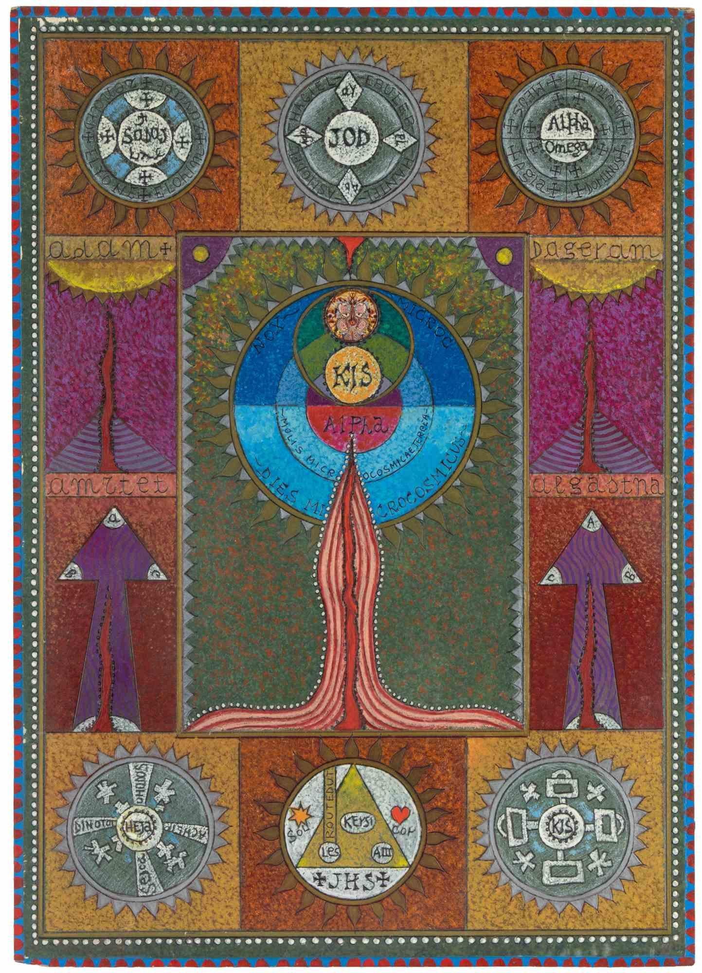 Oración 1 - Pintura al óleo de Mino Meno - 1977 en venta 1