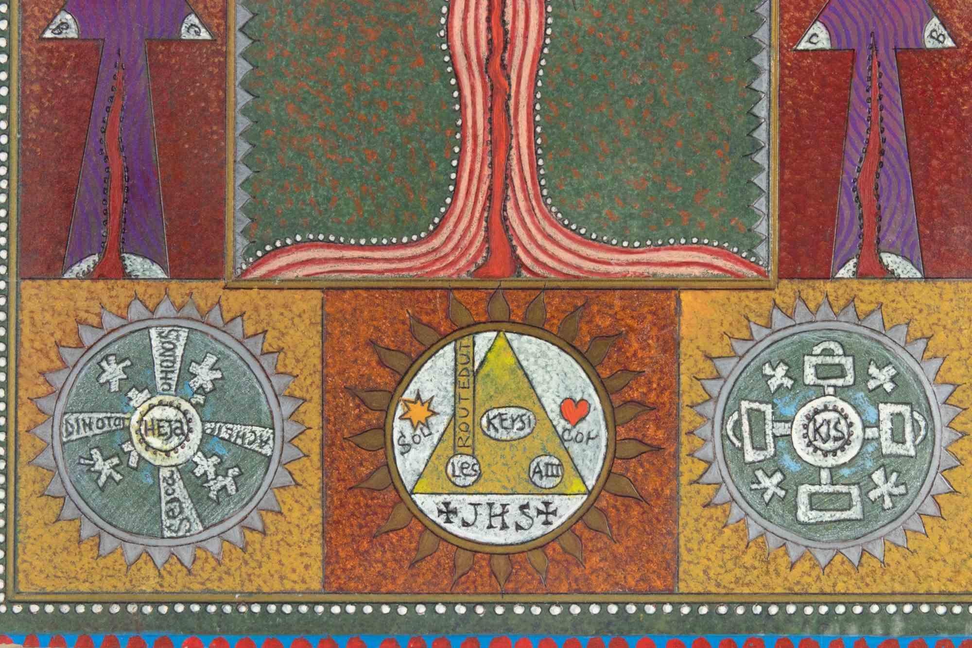 Oración 1 - Pintura al óleo de Mino Meno - 1977 en venta 4