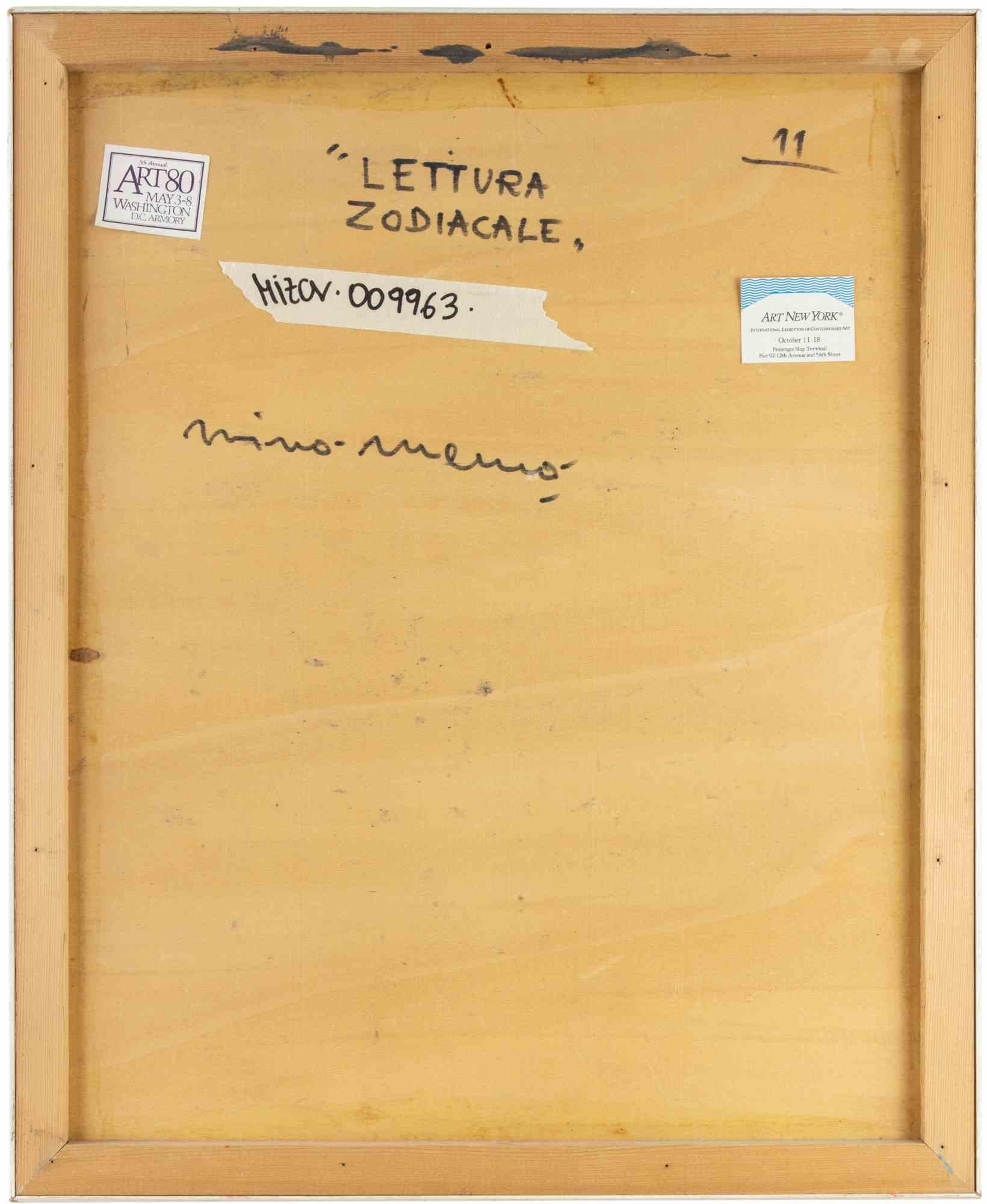 Lettura dello Zodiaco - Dipinto ad olio di Mino Meno - Anni '70 in vendita 3