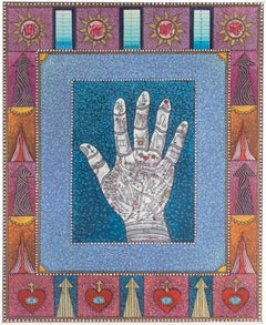 Lettura dello Zodiaco - Dipinto ad olio di Mino Meno - Anni '70