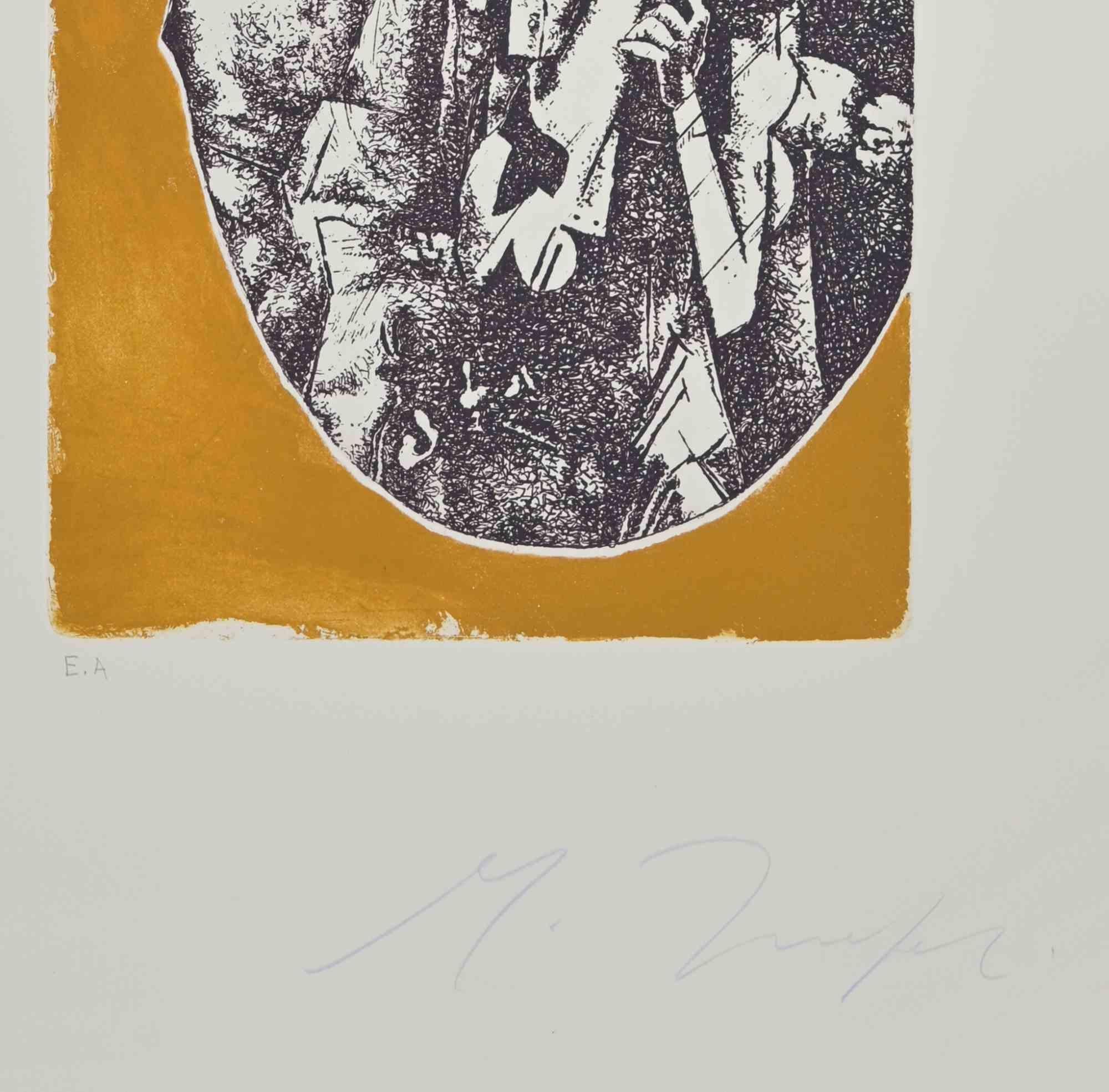 Etching, numbered and signed, by the Italian artist Mino Trafeli (Volterra, Italy 1922-2018). This important print is dedicate to Georges Braque.

From the album Rivoluzione, composed of 6 engravings made by M. Trafeli and printed at La Stamperia,