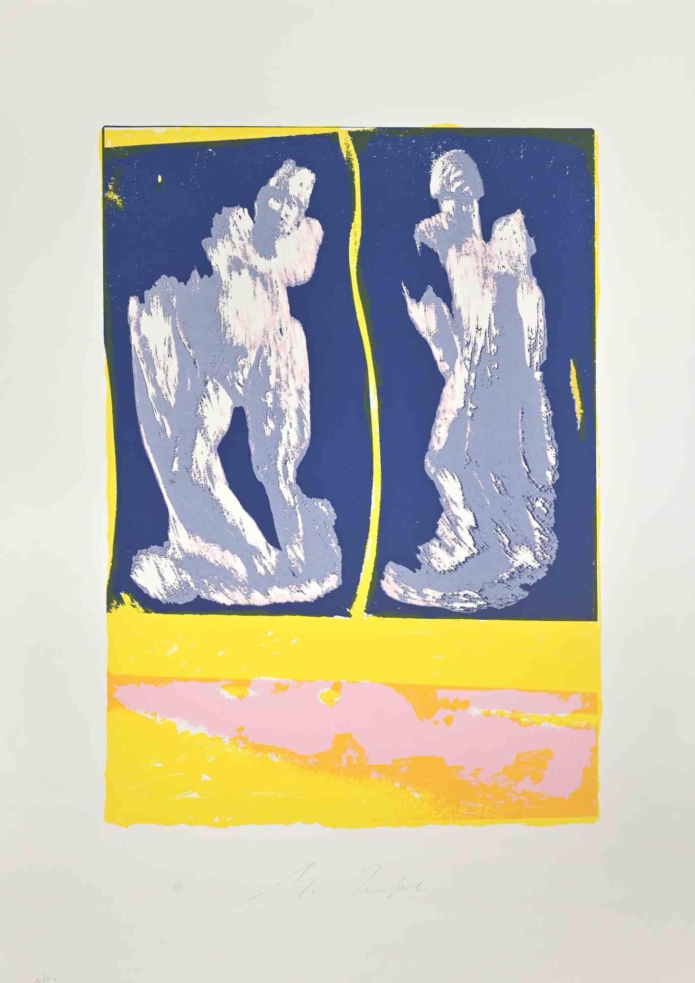 Figures is a Lithograph realized by Mino Trafeli in 1980s. 

Edition 16/50.

Hand signed.

Good conditions.

 

Mino Trafeli (Volterra, December 29, 1922 - Volterra, August 9, 2018) was an Italian sculptor and partisan.

Fundamental to his education