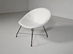 ‘Minoletta’ Lounge Chair in cream boucle by Augusto Bozzi for Saporiti, 1950s