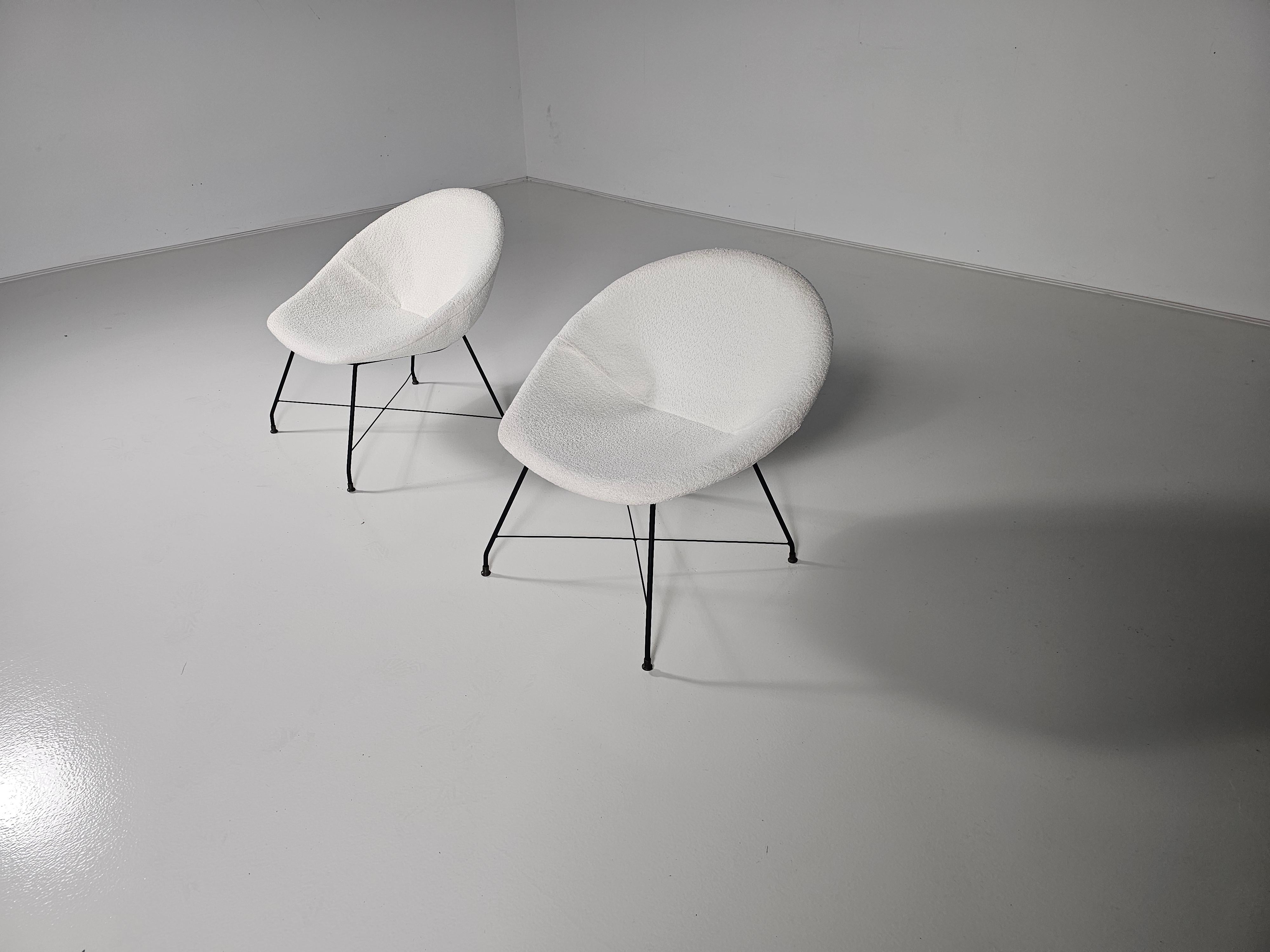 Steel ‘Minoletta’ Lounge Chairs by Augusto Bozzi for Saporiti, 1950s For Sale